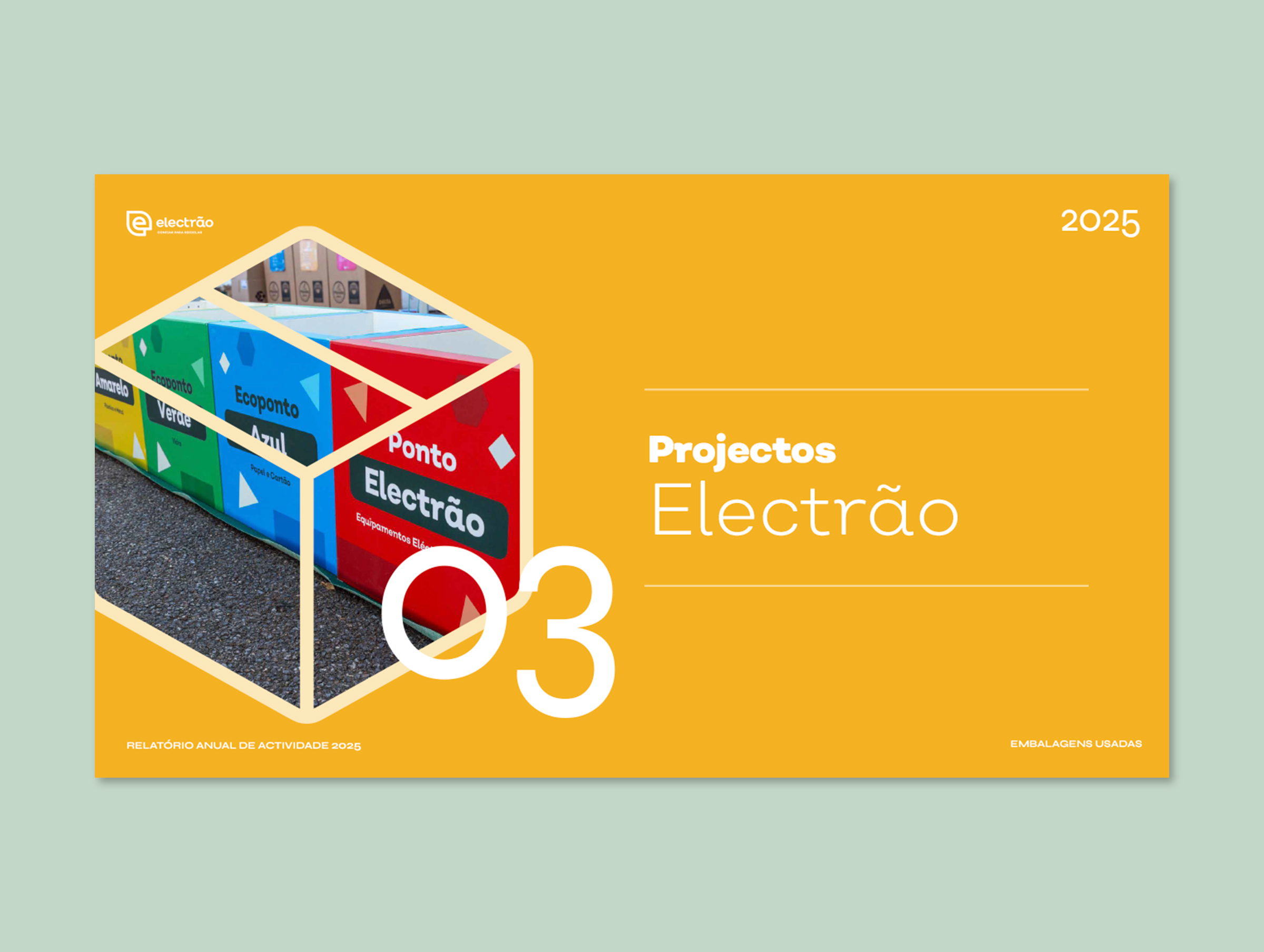 Editorial layout and section divider for Electrão Annual Activities Report