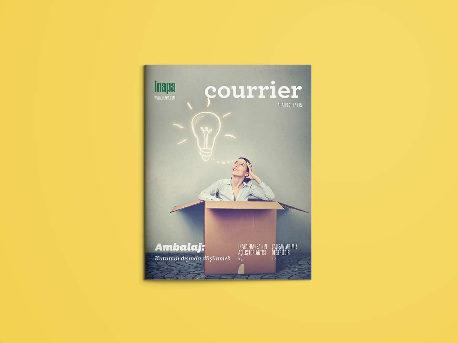 Magazine cover design for a corporate publication with modern editorial layout.