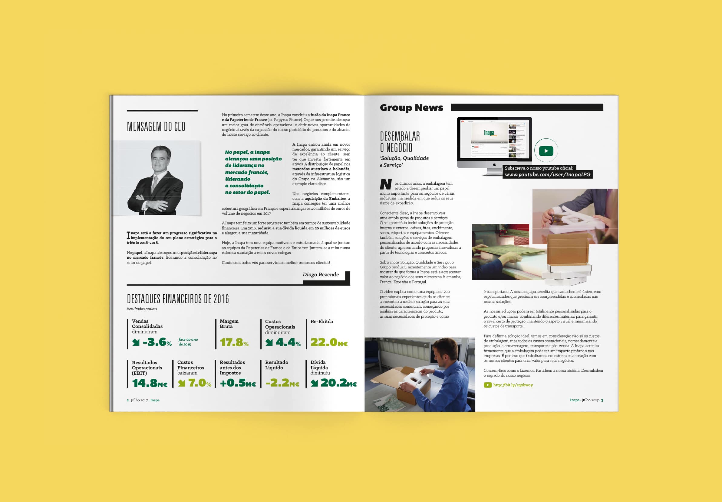 Editorial magazine layout design with data visualization, infographics and corporate publication.
